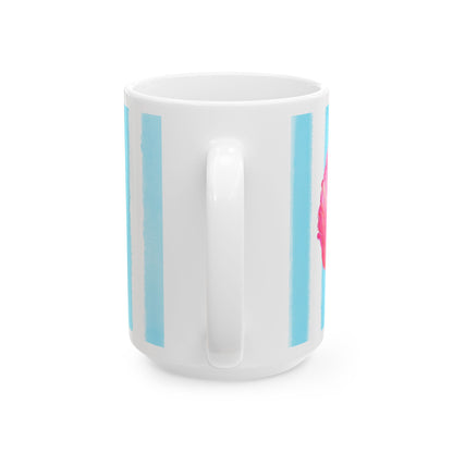 Dancing Tulips Mug Aqua Raspberry