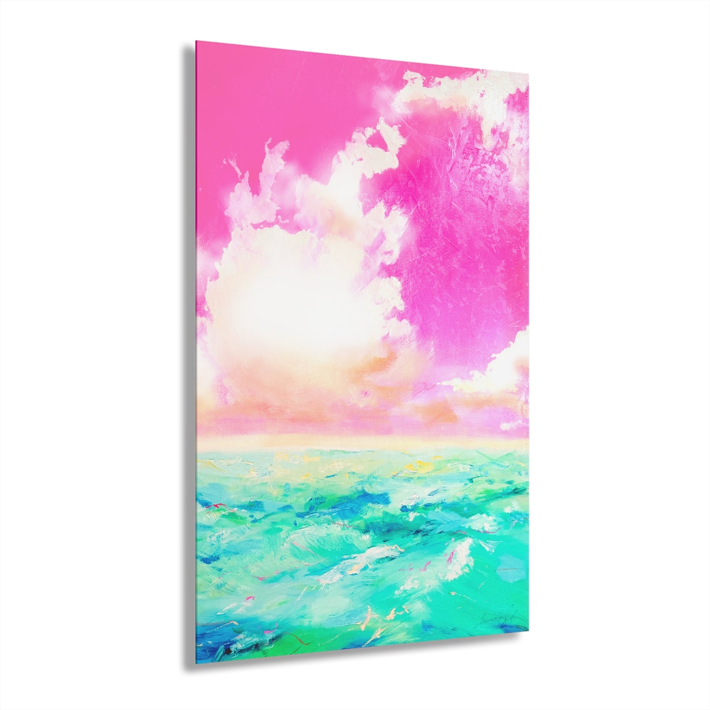 Acrylic Wall Art Ocean's Embrace Pink sky