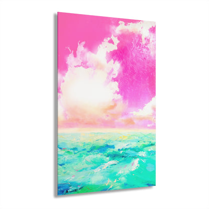 Acrylic Wall Art Ocean's Embrace Pink sky