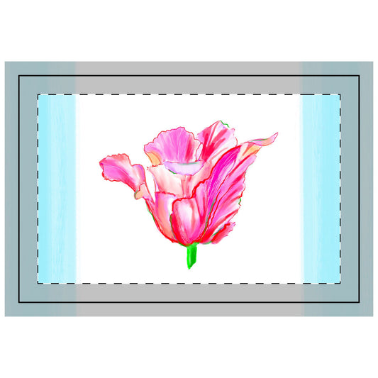Tulip Love Polyester Quilted Placemat in Raspberry and Pink with Blue Striped edges