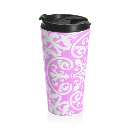 Scrollwork Stainless Steel Travel Mug "Progress not perfection"