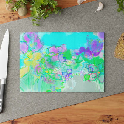 Glass Cutting Board Watercolor Landscape