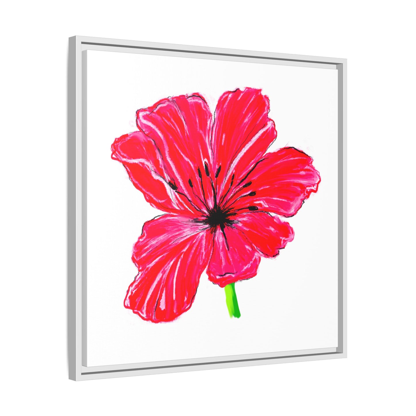 Dancing Tulips Matte Canvas, Framed  Red