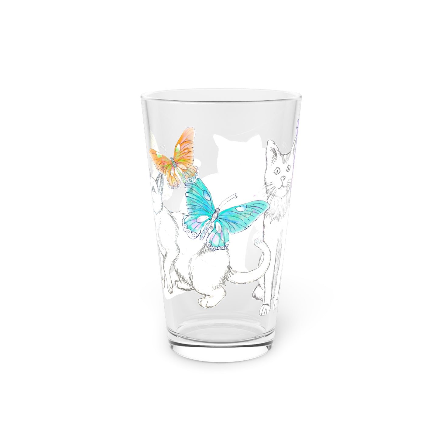 Kitty Flutter Pint Glass 16oz