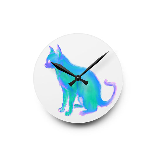 Colorful Dogs & Cats Wall Clock in Blue and Green