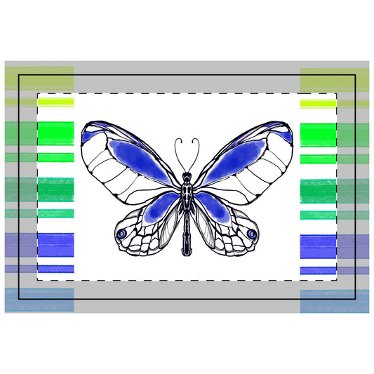 Butterfly Flutterstripe Poly Quilted Placemat, Royal Blue, Fabric Background Bright White #1