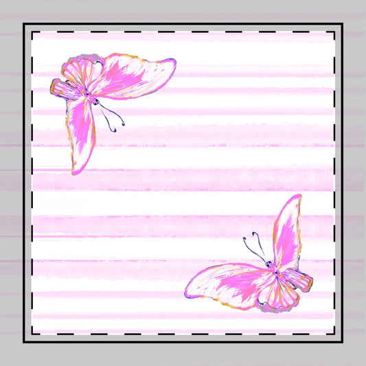 Butterfly Blossom Whirl Cotton Twill Napkin, Pink, Fabric Background Creamy White, #8