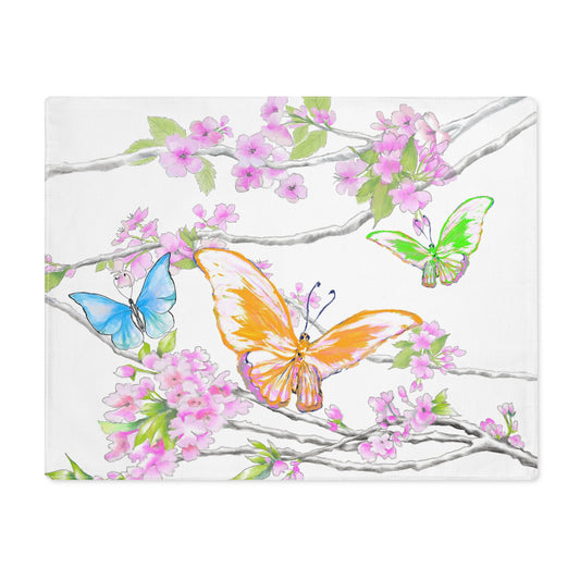 Butterfly Blossom Whirl Cotton Placemat, 1pc Orange, Background  color creamier white, #2
