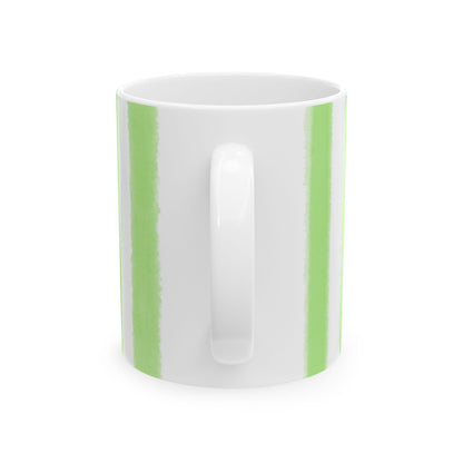 Watercolor Stripes Ceramic Mug in Light Green, 11oz
