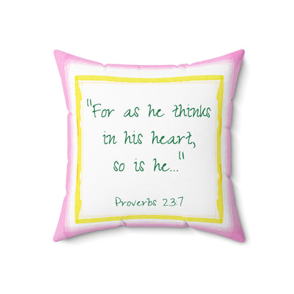 Kitty Fun Polyester Square Pillow "For as he thinks..."