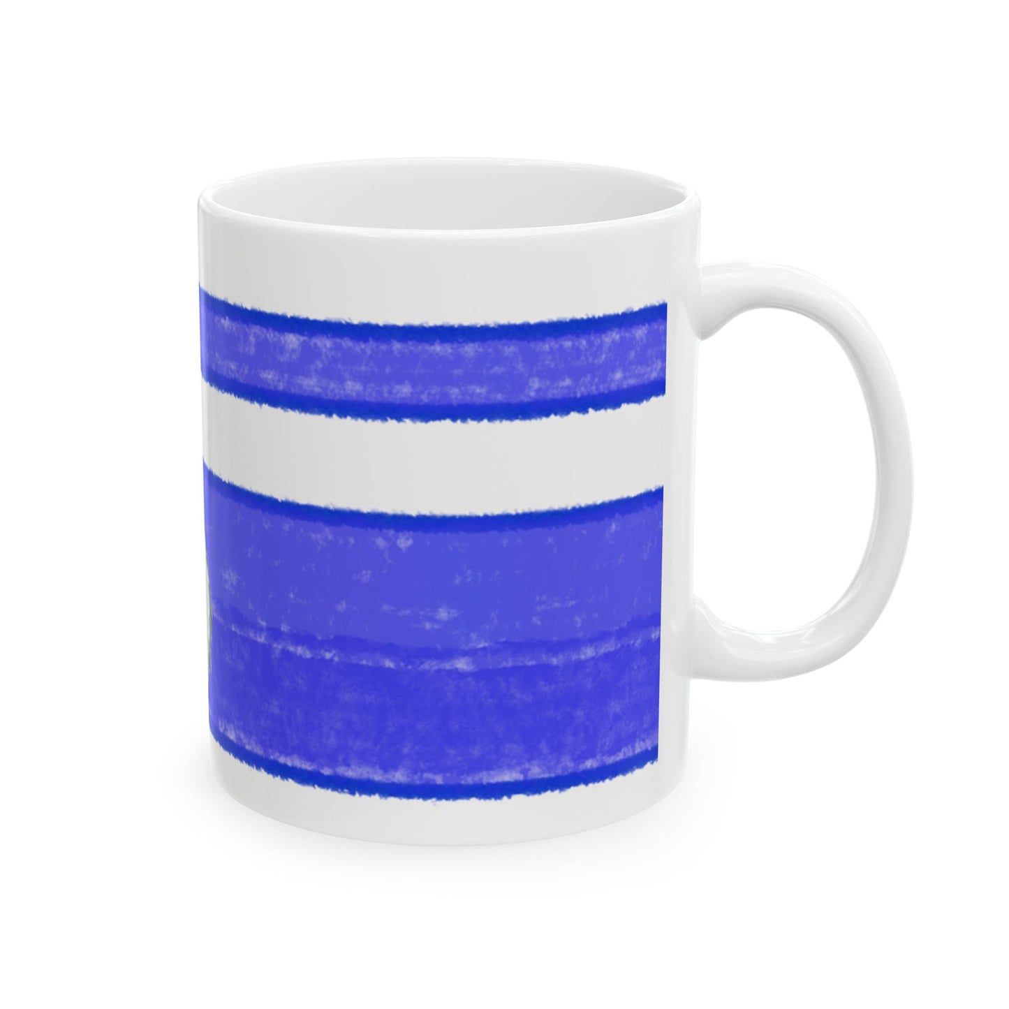 Mega Stripe Kitty Butterfly Flutter Ceramic Mug Ultramarine