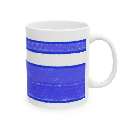 Mega Stripe Kitty Butterfly Flutter Ceramic Mug Ultramarine