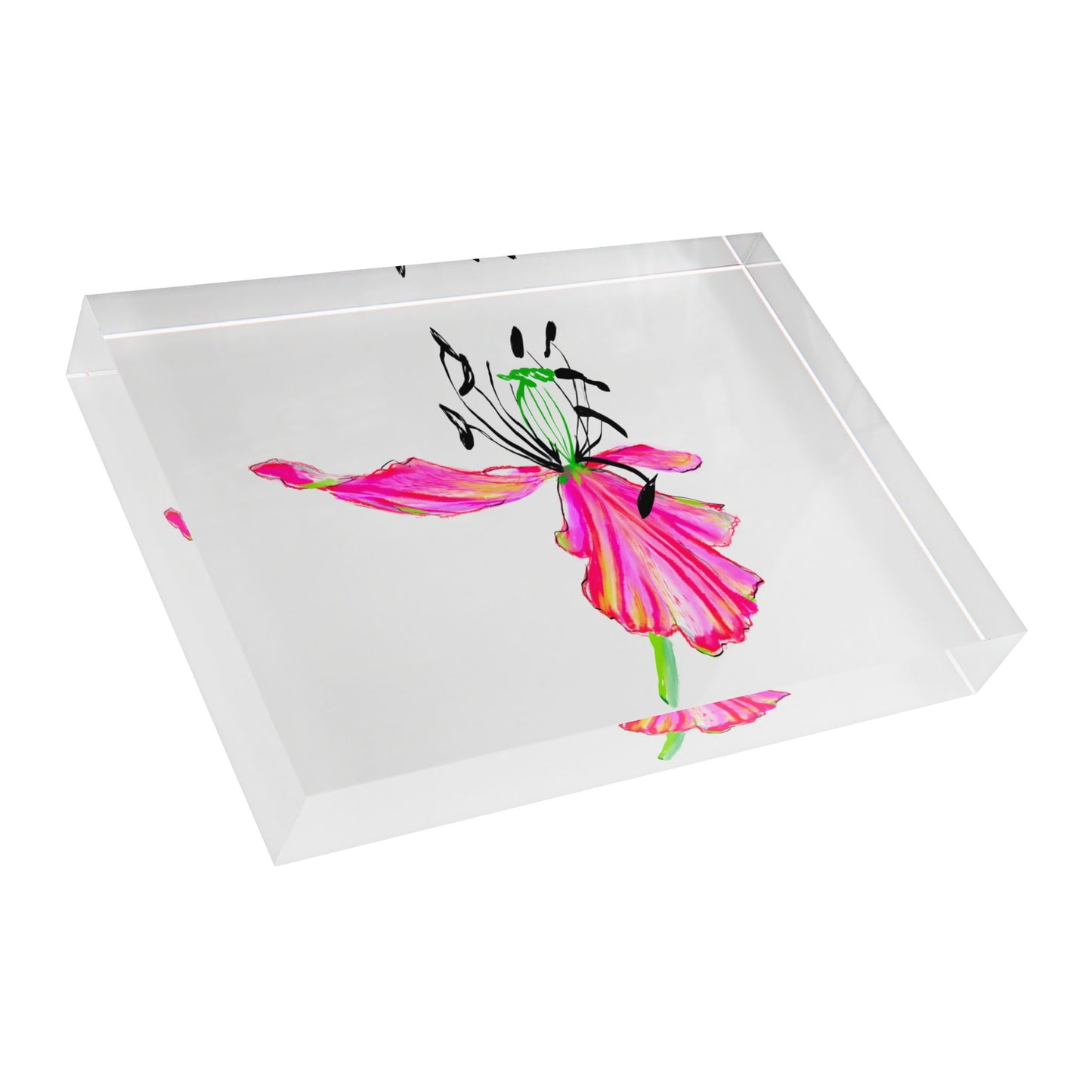 Dancing Tulips Acrylic Art Block Red Orange