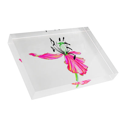 Dancing Tulips Acrylic Art Block Red Orange