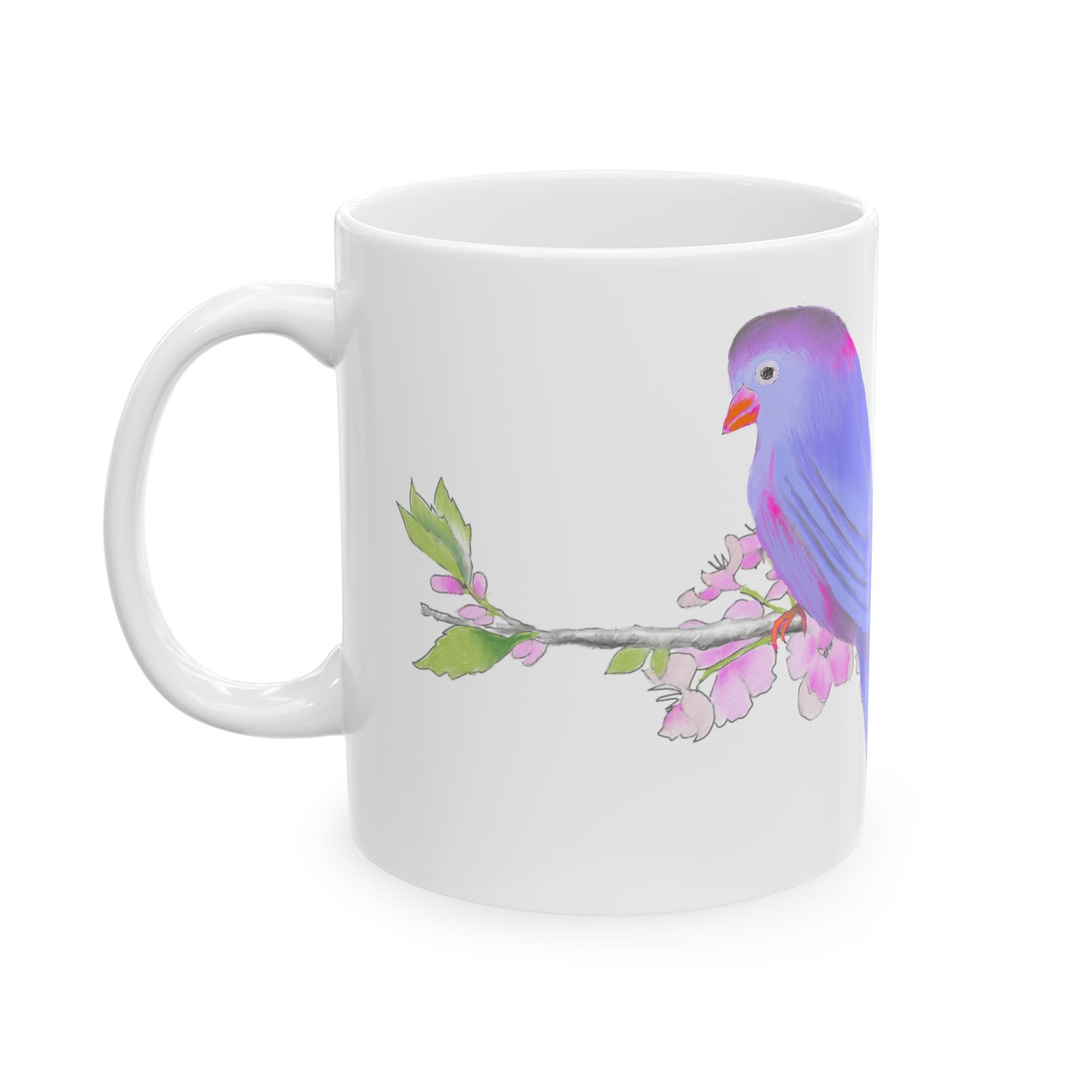 Jolly Birds Ceramic Mug, (11oz, 15oz) Light Purple