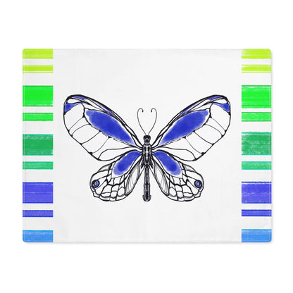 Butterfly Flutterstripe Placemat in Royal Blue with Multi-color Stripe Border (1 pc) cotton