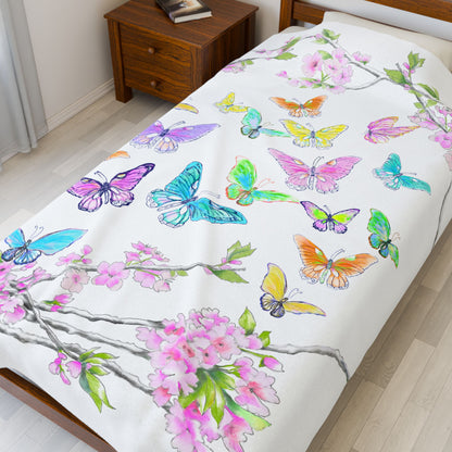 Blossom Glide Velveteen Plush Blanket