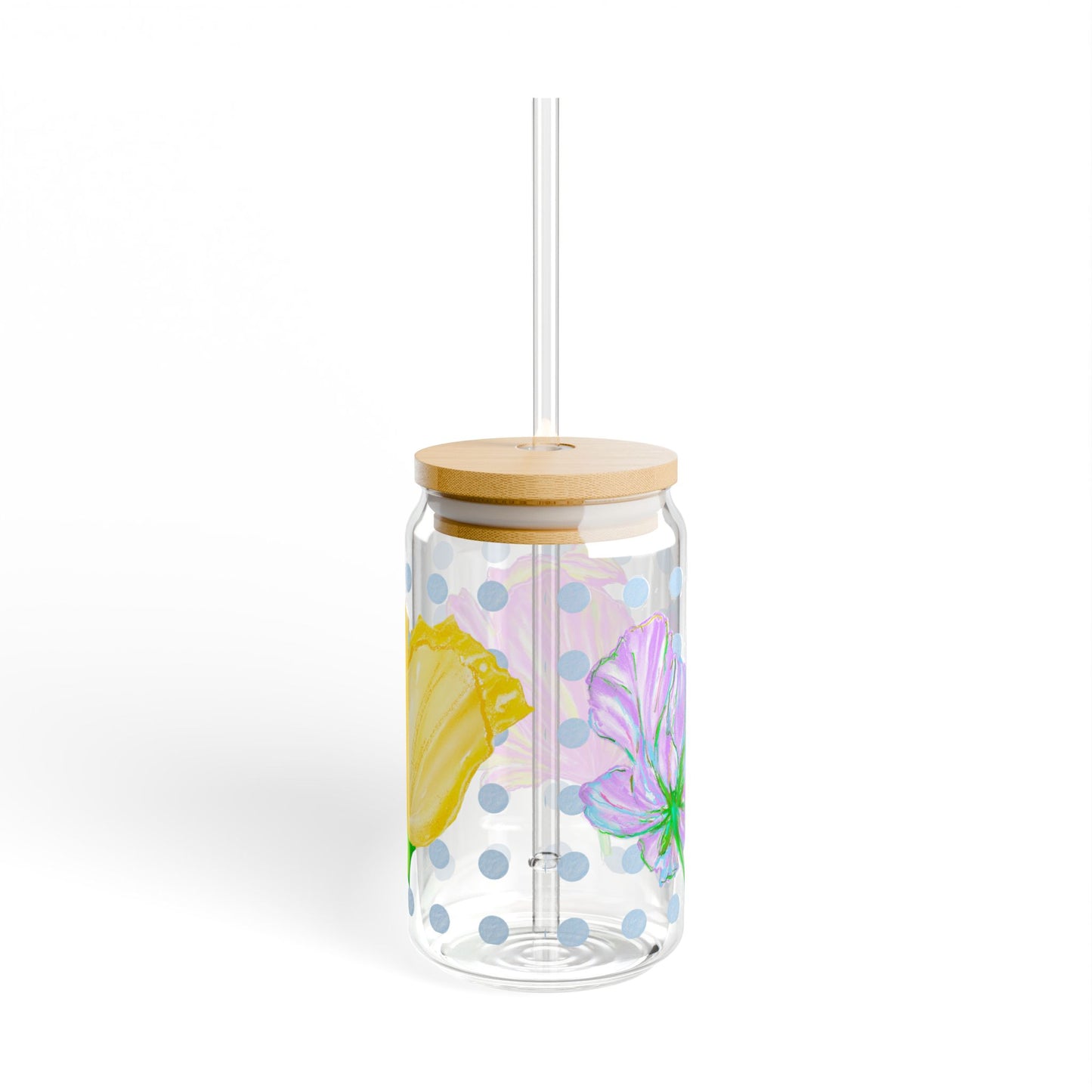 Vibrant Tulips Sipper Glass, 16oz, Lilac, Pink