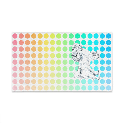 Dogi Fun Hand Towel, Shih Tzus and Multi-Color Polka Dots
