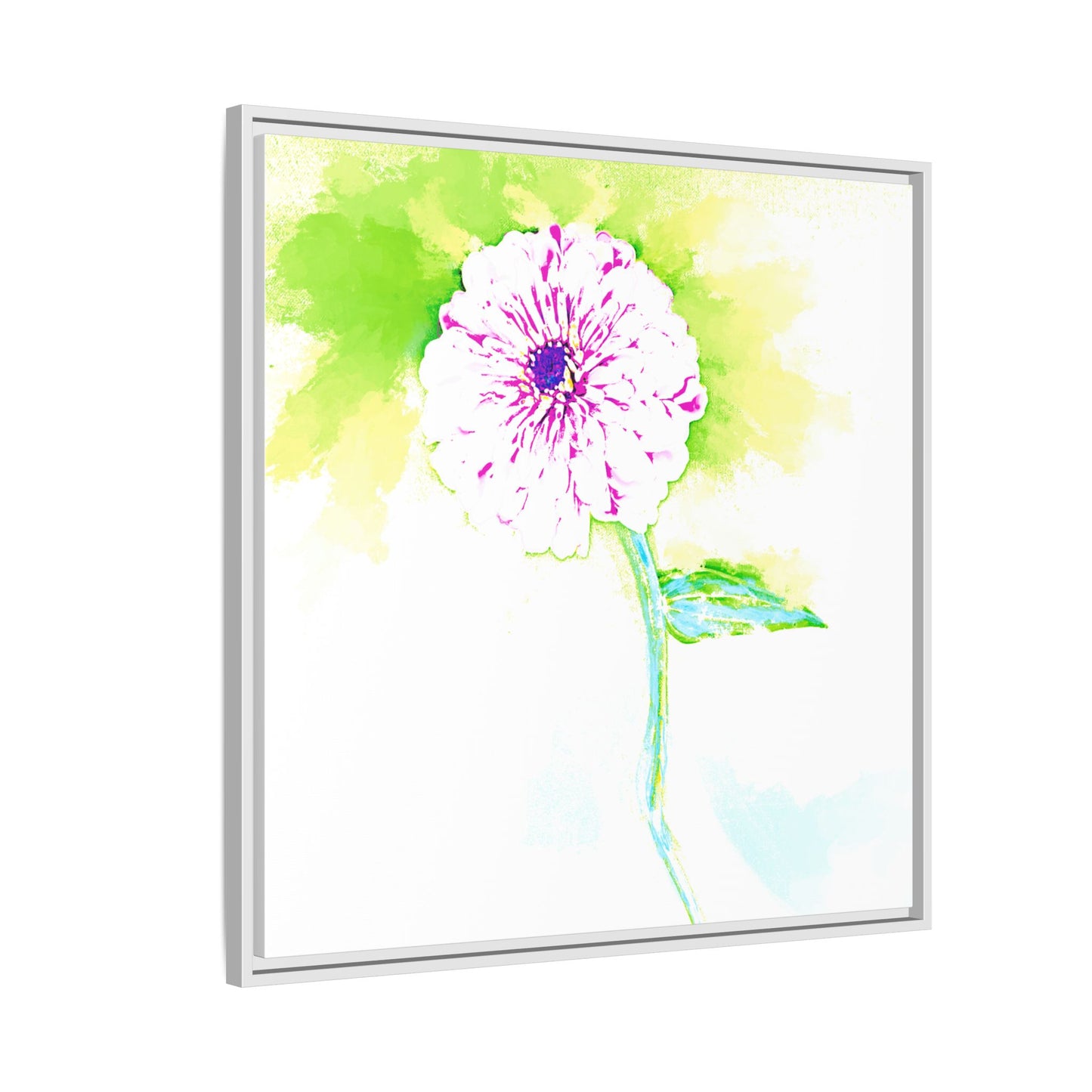 Zinnia Color Splash Matte Canvas Yellow Framed