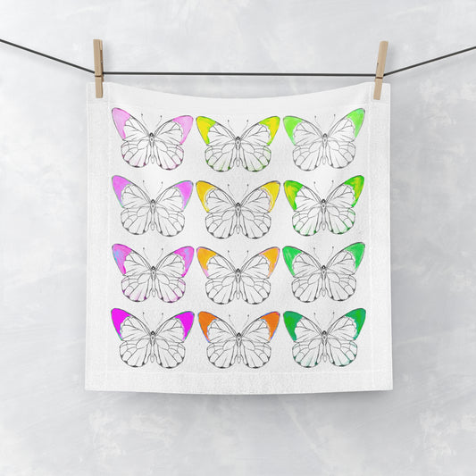 Face Towels Color Tipped Butterflies