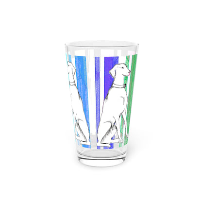 Dogi Butterfly Flutter Watercolor Stripes Pint Glass, 16oz (Multi-color), tall Dog