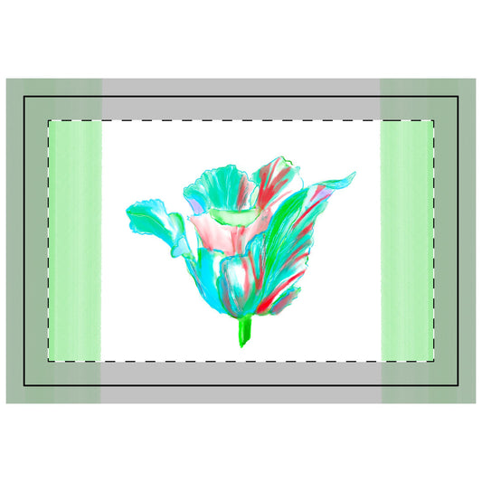 Tulip Love Polyester Quilted Placemat Blue and Green with Green Striped Edges