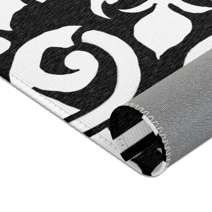 Scrollwork Indoor/Outdoor Rug Black "Sola Scriptura..."