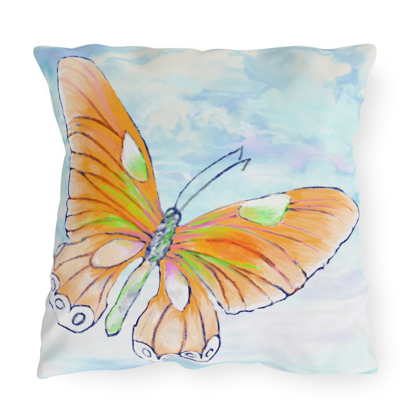 Outdoor Pillows Butterfly Orange & Lavender