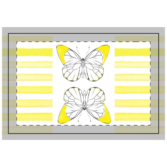 Butterfly Chroma Stripes, Poly Quilted Placemat, Yellow, Fabric Background Bright White
