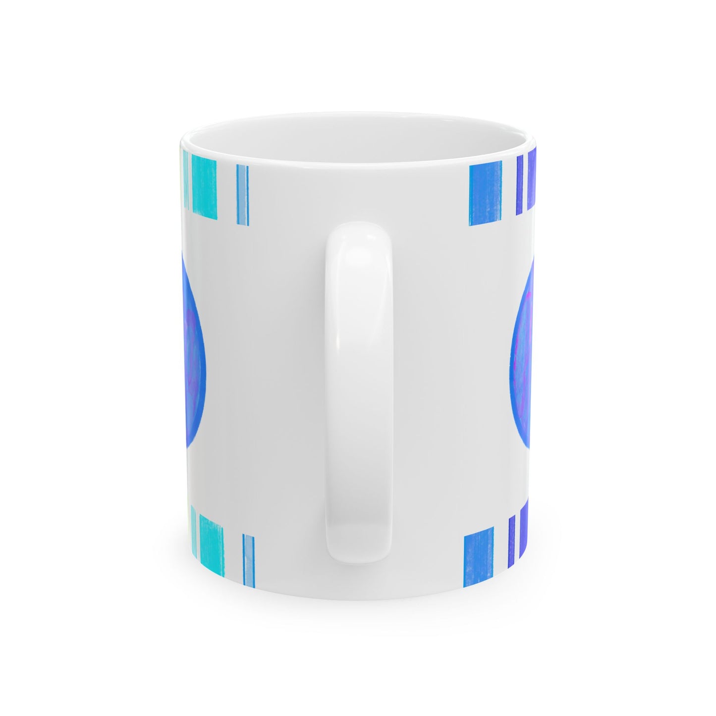Mega Dot & Stripes Royal Ceramic Mug, (11oz, 15oz)