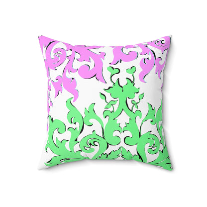 Scrollwork Polyester Square Pillow "A cheerful heart..."