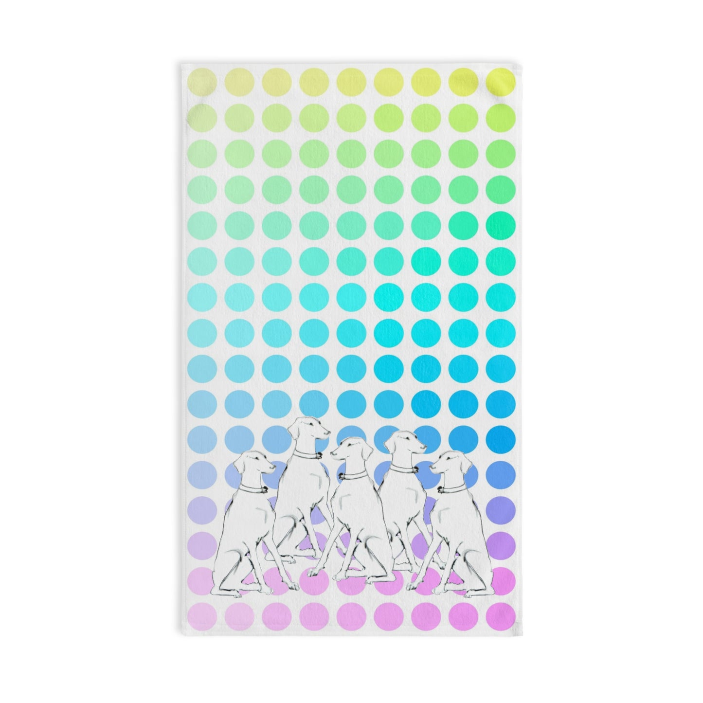 Dogi Fun Hand Towel, Tall Dogs with Multi-Color Polka Dots