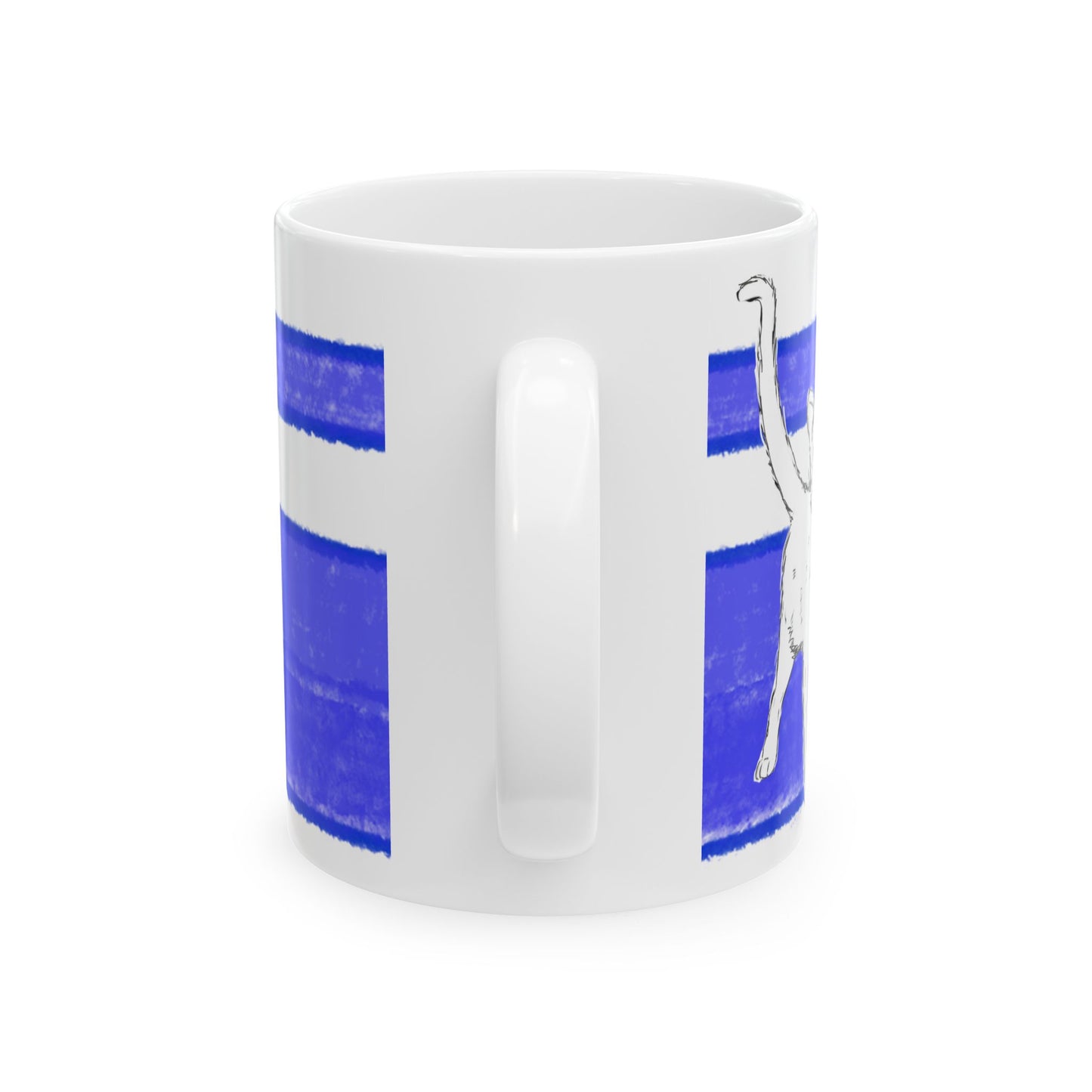 Mega Stripe Kitty Butterfly Flutter Ceramic Mug  Ultramarine