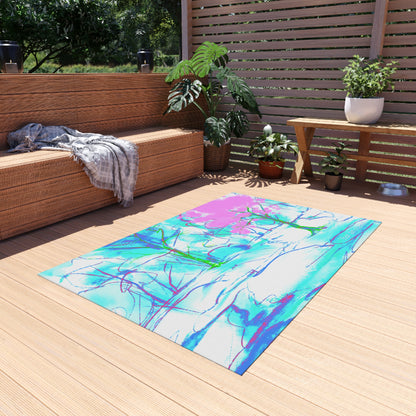 Inspirational Landscapes "Your aim matters" Indoor/Outdoor Area Rug in Blue, Aqua, and Lilac