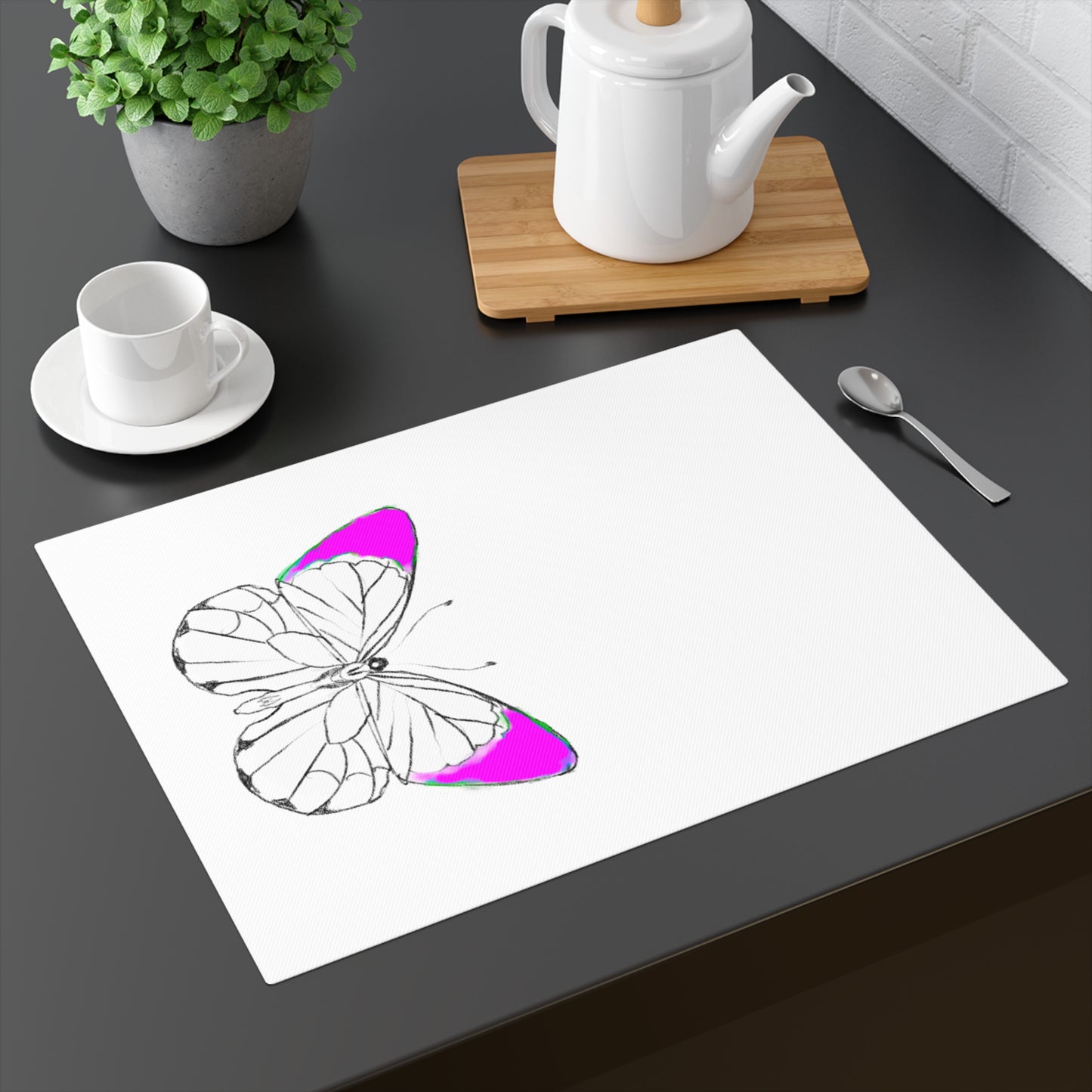 Placemat, 1pc Lucy Butterfly Bright Pink