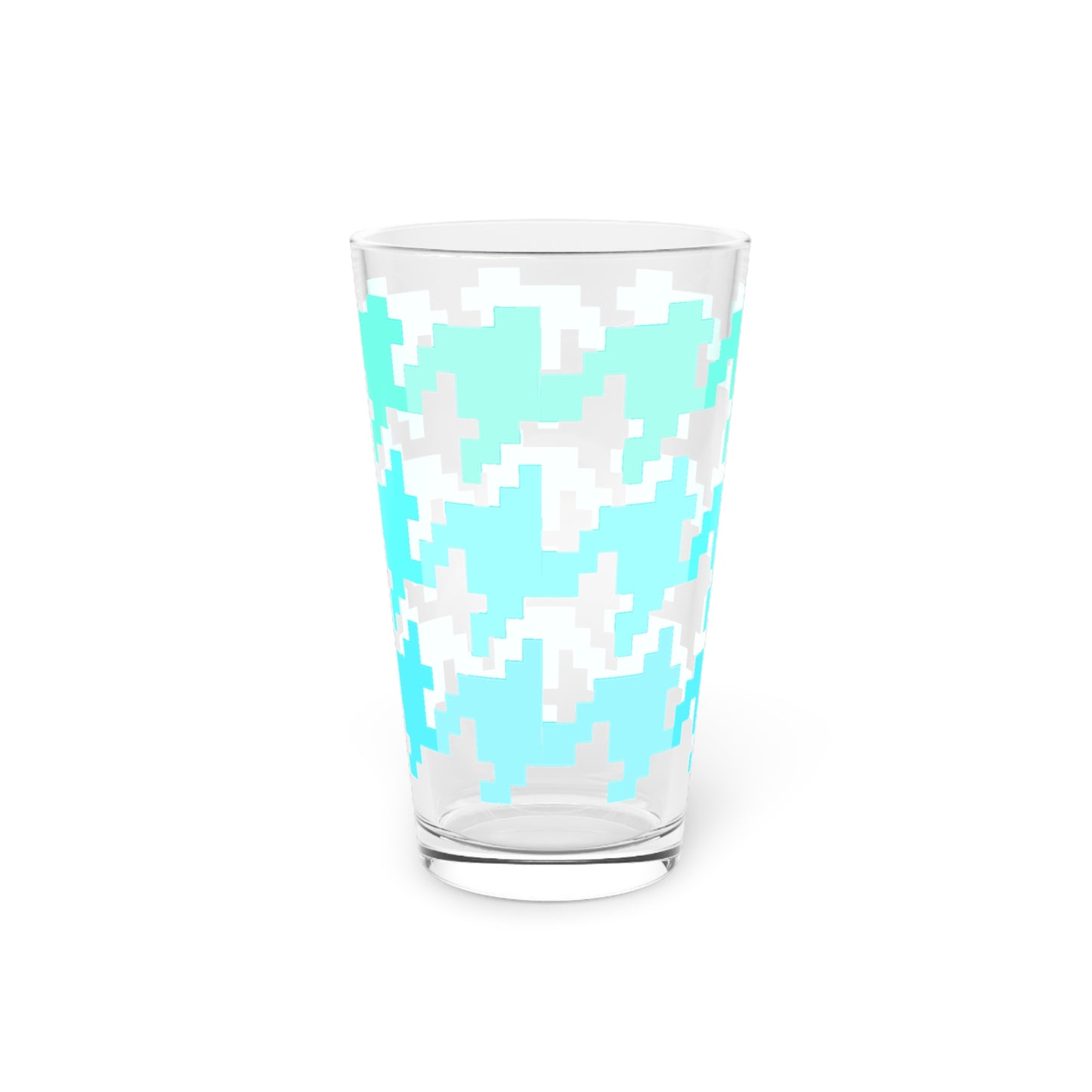 Houndstooth Fun in Aqua  Pint Glass, 16oz