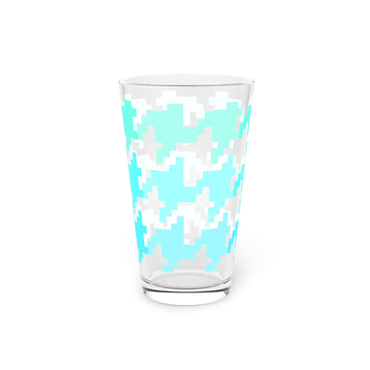 Houndstooth Fun in Aqua  Pint Glass, 16oz