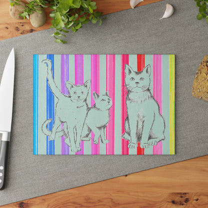 Kitty Fun Glass Cutting Board