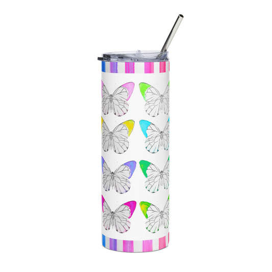 Tumblers, 20oz  Stainless Steel Watercolor Rainbow Stripes