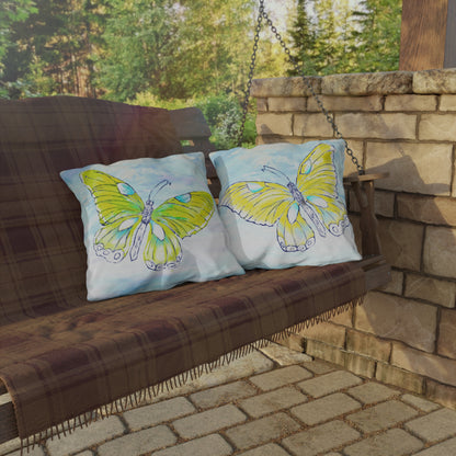 Outdoor Pillows Butterfly Yellow