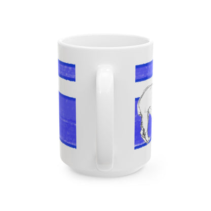 Mega Stripe Dogi Butterfly Flutter Ceramic Mug, (11oz, 15oz), Ultramarine Bulldog