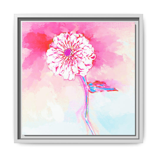 Zinnia Color Splash Matte Canvas Pink Framed