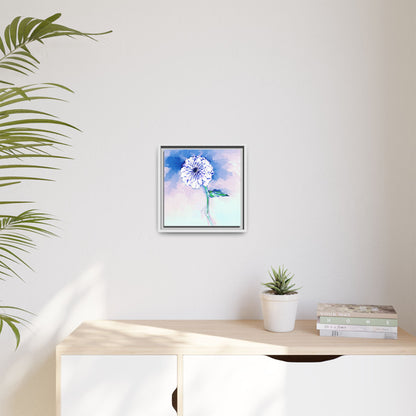 Zinnia Color Splash Matte Canvas Blue Framed