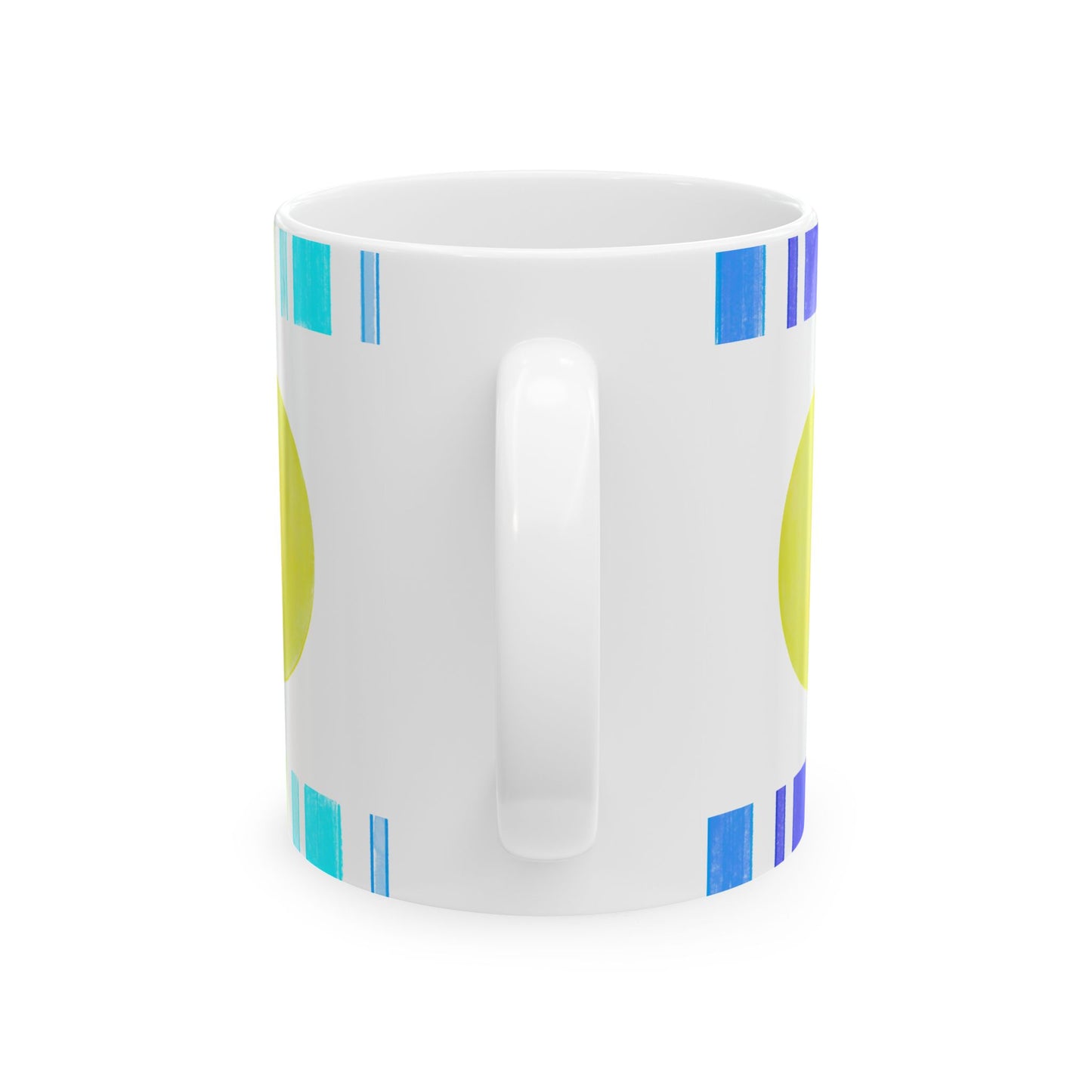 Mega Dot & Stripes Green Yellow Ceramic Mug, (11oz, 15oz)