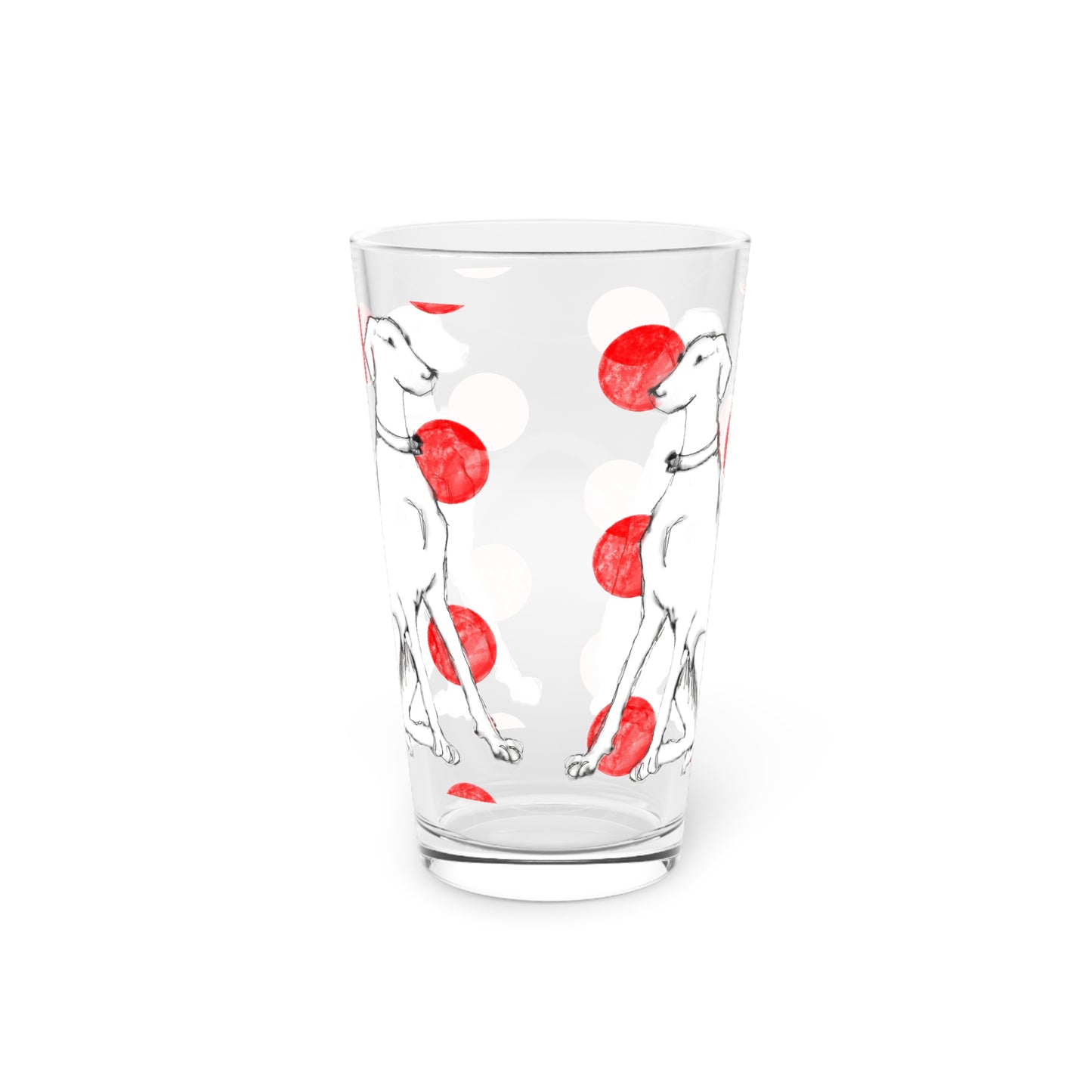 Dogi Fun and Polka Dots Pint Glass in Red, Dalmatian, 16oz