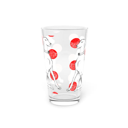 Dogi Fun and Polka Dots Pint Glass in Red, Dalmatian, 16oz
