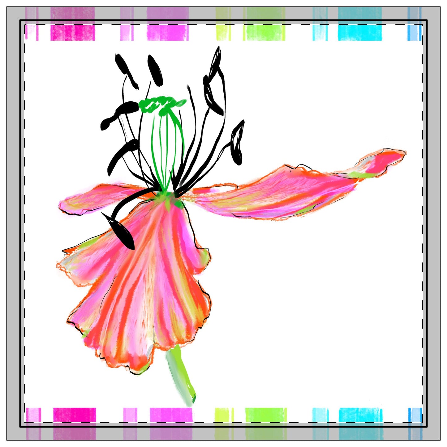 Vibrant tulips Napkins, 4-set Orange/Pink