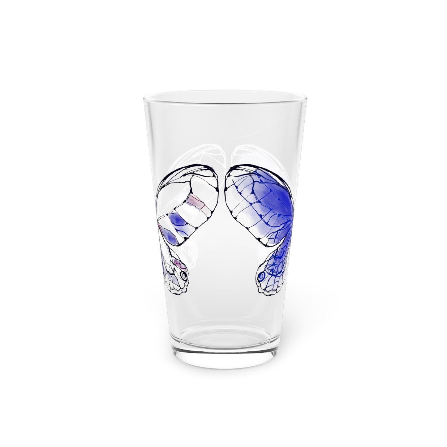Butterfly Blossom Romp Pint Glass In Navy, 16oz