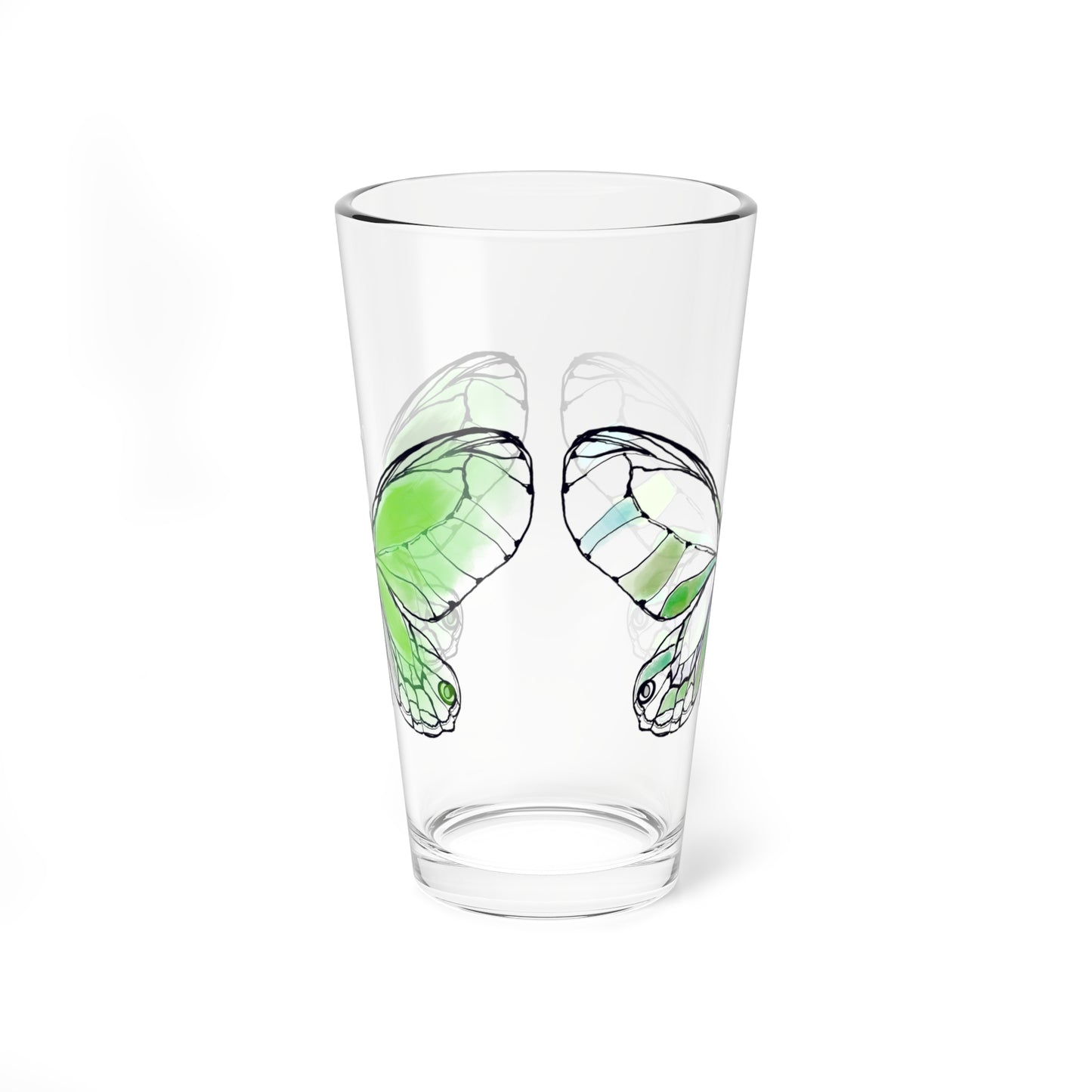 Mixing Glass, 16oz Butterfly Colorful Watercolor